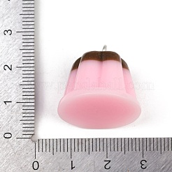 不透明樹脂ペンダント  プリン  プラチナ鉄ループ付き  ピンク  20x23mm  穴：2mm&nbsp;RESI-I342-02P
