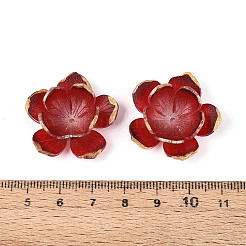 花の樹脂ビーズキャップ  DIYのジュエリーには  メタルエンレース付き  暗赤色  27~29x27.5~30x9~10.5mm  穴：1~1.4mm&nbsp;RESI-T059-19