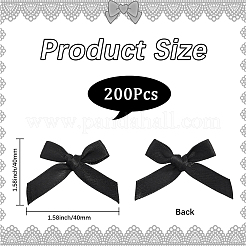 手作りポリエステルコスチュームアクセサリー200個  蝶結び  ブラック  40x40mm  200個/セット&nbsp;DIY-SP0004-86A-03
