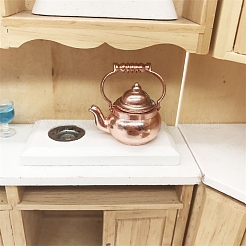 合金のミニチュア ティーポットの装飾品  マイクロランドスケープガーデンドールハウスアクセサリー  小道具の装飾のふりをする  ローズゴールド  31x29x22mm&nbsp;LS-BOTT-PW0001-161