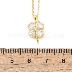 スターリングシルバーパヴェクリアキュービックジルコニアクローバーペンダントネックレス925個（女性用）  ゴールドカラー  15.71インチ（39.9cm）&nbsp;NJEW-G168-01G