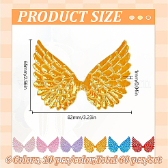 60Pcs 6 Colors Polyester Thread Iron on/Sew On Patches&nbsp;PATC-GO0001-12