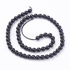 天然石トルマリンビーズ連売り  ラウンド  ブラック  10mm  穴：1mm  約36~38個/連  15インチ&nbsp;G-H1603-10mm
