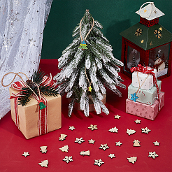 200個 4スタイル MDF クリスマスデコレーションチップ  混合図形  14.5~20x14~20x2~2.5mm  50個/スタイル&nbsp;DIY-PH0032-96