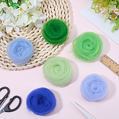 18個 6色 DIY ウールロービング  ニードルフェルト用品  ミックスカラー  150~180x60~65x1.5~2.5mm  3個/カラー&nbsp;DIY-SP0005-80B