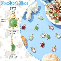 60 個 6 色のアクリル合金ペンダント  ゴールド  カメ  ミックスカラー  22x13.5x6.5~6.8mm  穴：1.6mm  10個/カラー&nbsp;FIND-CJ0003-81