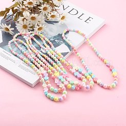 子供のための丸いアクリルの段階的なビーズのネックレス  花のプラスチックビーズ付き  カラフル  18.11インチ（46cm）&nbsp;NJEW-JN03433