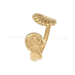 女性用304ステンレススチールオープンカフリング  ゴールドカラー  シェル形状  11.5mm  usサイズ9 3/4(19.5mm)&nbsp;RJEW-A089-01C-G