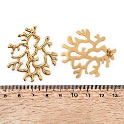 304ステンレススチールダングルスタッドピアス  イオンプレーティング（ip）  18KGP本金メッキ  サンゴ  41x37mm&nbsp;EJEW-K268-43A-G