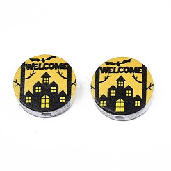Halloween Printed Natural Wood Beads&nbsp;WOOD-T021-74