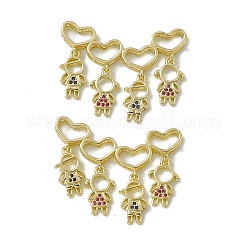 Rack Plating Brass Micro Pave Cubic Zirconia Slide Charms&nbsp;ZIRC-F130-09G