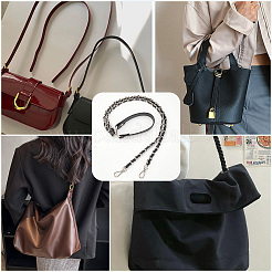 Puレザーバッグストラップ  合金の留め金付き  バッグ交換用アクセサリー用  ブラック  1240x24mm&nbsp;FIND-WH20012-36