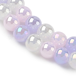 電気メッキ＆グラデーションカラーガラスビーズ連売り  ラウンド  ライラック  6mm  穴：1.4mm  約63個/連  13.78''（35センチメートル）&nbsp;LAMP-M023-03-01