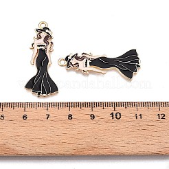 メッキ合金エナメルチャームラック  カドミウムフリー＆ニッケルフリー＆鉛フリー  ライトゴールド  女性モデルの魅力  ミックスカラー  38x16x1.5mm  穴：1.8mm&nbsp;ENAM-N056-427