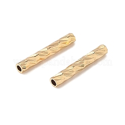 真鍮ビーズ  カドミウムフリー＆ニッケルフリー＆鉛フリー  テクスチャードチューブ  18KGP本金メッキ  10x1.5mm  穴：0.8mm&nbsp;X-KK-G531-02G