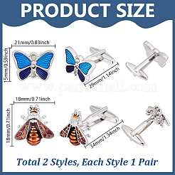 2 Pairs 2 Styles Brass Resin Cufflinks&nbsp;FIND-GA0008-58