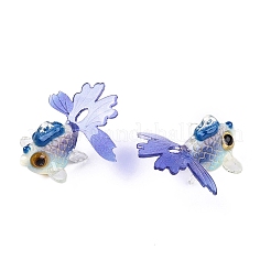 セルロースアセテート（樹脂）ペンダント  3dプリント  模造金魚  ミディアムスレートブルー  16~18x28~29x25~27mm  穴：1mm.&nbsp;KY-S163-059B-01