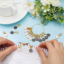 20Pcs 2 Colors Flat Round with Number Alloy Enamel Locking Pendant Stitch Markers&nbsp;HJEW-SC00044