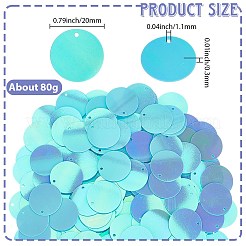 80g PVCプラスチックペンダント  フラットラウンド  ターコイズ  20x0.3mm  穴：1.1mm&nbsp;FIND-SC0020-95C