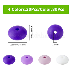 2Bags 80Pcs Rondelle Food Grade Eco-Friendly Silicone Focal Beads&nbsp;SIL-DC0001-69C