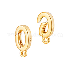 2Pcs 925 Sterling Silver Oval Spring Gate Rings&nbsp;STER-PH0003-75G
