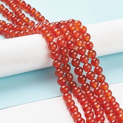 天然石ビーズ連売り  カーネリアン  染め  ラウンド  ダークオレンジ  直径約8mm  穴：1mm  約50個/連  15~16インチ&nbsp;GSR060