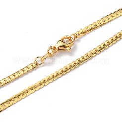 真鍮製カーブチェーンネックレス  カニカン付き  長持ちメッキ  18KGP本金メッキ  18.50インチ（47cm）  3mm&nbsp;NJEW-I247-01G