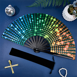 1Pc Luminous Bomboo & Cloth Fans&nbsp;AJEW-SP0003-78D