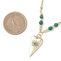 Brass Pave Cubic Zirconia Evil Eye Heart Pendant 304 Stainless Steel Satellite Chain Necklaces for Women&nbsp;NJEW-JN05803-02