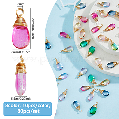 80Pcs 8 Colors Glass Pendants&nbsp;PALLOY-DC00017