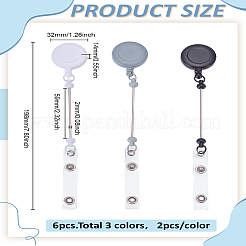 6個 3色 ABSプラスチックバッジホルダー  鉄パーツ  フラットラウンド  ミックスカラー  198x32x14mm  2個/カラー&nbsp;AJEW-LP0008-04A