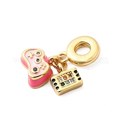 Brass Micro Pave Colorful Cubic Zirconia European Dangle Charms&nbsp;KK-F904-22G