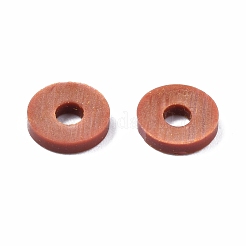 手作り樹脂粘土ビーズ  ヒシビーズ  ジュエリー工芸用品のDIY用  ディスク/フラットラウンド  サドルブラウン  6x1mm  穴：2mm  約26000個/1000g&nbsp;CLAY-T019-02B-30