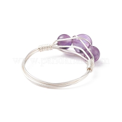 Natural & Synthetic Gemstone Round Beaded Finger Ring&nbsp;RJEW-JR00514