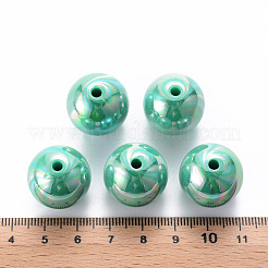不透明なアクリルビーズ  ABカラーメッキ  ラウンド  ライトシーグリーン  20x19mm  穴：2~3mm  約111個/500g&nbsp;MACR-S370-D20mm-S035