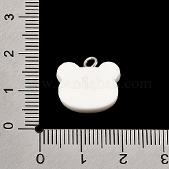 不透明樹脂ペンダント  パンダチャーム  プラチナアイアンループ付き  ホワイト  16.5x15.5x5.5mm  穴：2mm&nbsp;RE-CBAD0A2-04P