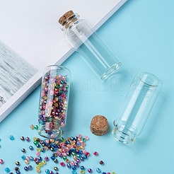 ガラスの瓶のガラスボトルは、コンテナをビーズ  コルク栓付き  ウィッシングボトル  透明  7x3cm  穴：1.7のCM  容量：49ml（1.65液量オンス）&nbsp;AJEW-S074-02G