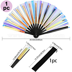 1Pc Bamboo with Oxford Fabric Glitter Powder Folding Fans&nbsp;AJEW-SP0003-77D