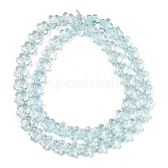 透明ガラスビーズ連売り  スモモの花  ダークターコイズ  12~13x12~13x7mm  穴：1mm  約59~60個/連  24.80~25.20''（63~64センチメートル）&nbsp;GLAA-H038-02C