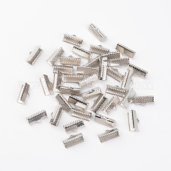 アイアン製カシメリボン止めエンドパーツ  プラチナ  8x16mm  穴：1mm&nbsp;E183Y-N