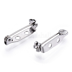 変色しない304ステンレススチール製ピンブローチバックバー金具  ステンレス鋼色  21.5x5x7.5mm  穴：2mm&nbsp;STAS-Q184-04B