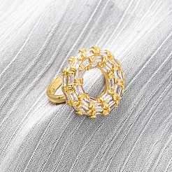 Brass Micro Pave Cubic Zirconia Cuff Rings&nbsp;RJEW-D323-02G