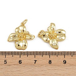 真鍮製マイクロパヴェキュービックジルコニアペンダント  花  丸カン付き  ラックめっき  長持ちメッキ  鉛フリー＆カドミウムフリー  18KGP本金メッキ  19.5x19x4mm  穴：3.5mm&nbsp;KK-A269-49G