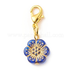 メッキアクリルペンダントデコレーション  ライン入り  合金製カニカン付き  花  ミックスカラー  30mm  花：16x13x4mm&nbsp;HJEW-JM00671