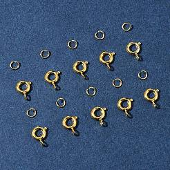 真鍮のスプリングリングの留め金  304ステンレススチールオープン丸カン付き  ゴールドカラー  6mm  穴：1.5mm&nbsp;KK-FS0001-50G