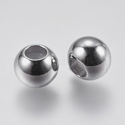 304ステンレススチールビーズ  内部のゴムと  スライダービーズ  ロンデル  ステンレス鋼色  8x6mm  穴：1mm&nbsp;STAS-F139-062P-8mm