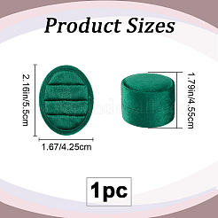 楕円形のベルベットリング収納ギフトボックス  濃い緑  5.5x4.25x4.55cm&nbsp;CON-WH20001-06B