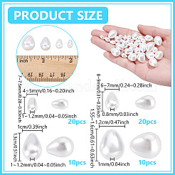 60個4スタイルのシェルパールビーズ  ティアドロップ  ホワイト  7~16x4~12mm  穴：0.8~1.2mm&nbsp;BSHE-NB0001-35