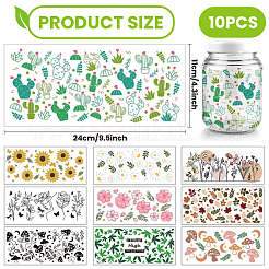 PVC DIY 熱転写紙  UV昇華カップ用  花  110x240mm  10スタイル  1個/スタイル  10個/セット&nbsp;DIY-WH0517-002