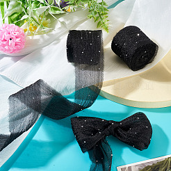 ポリエステルホットフィックスラインストーンローエッジリボン2ロール  結婚式の装飾のため  ブラック  2インチ（50mm）&nbsp;OCOR-TA0003-95I